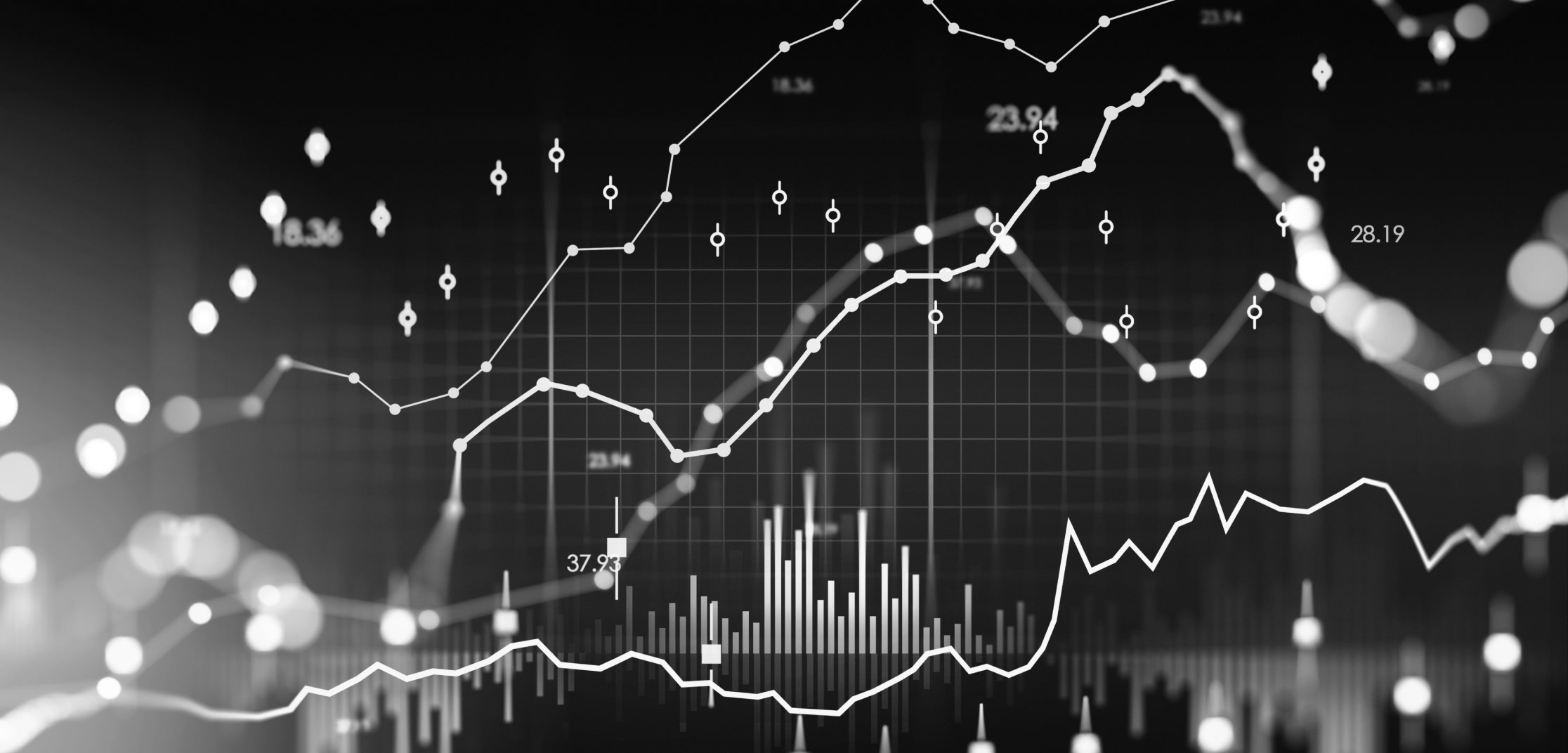 Line charts and bar graphs.